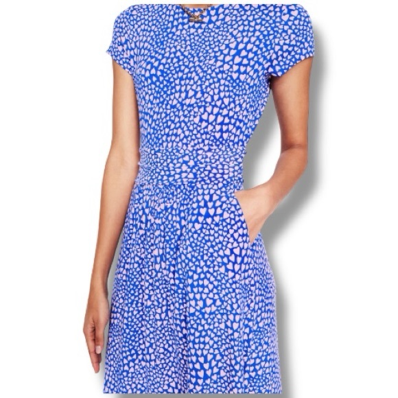 BODEN Amelie Jersey Dress Gallery Blue, Heart Cluster NWT Size 12 - Picture 7 of 12